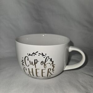 Natural Life White and Gold Cup of Cheer Mug
